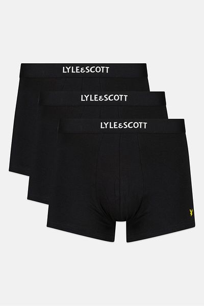 Lyle & Scott Men 3 Pack Brand Logo Trunks, Black