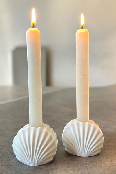 Marseliko Deniz Kabuğu 2'li Şamdan Set