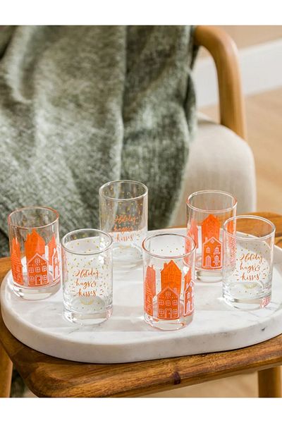 LC Waikiki New Year's Printed Brown Glass Set - 6 Pieces 125 ml