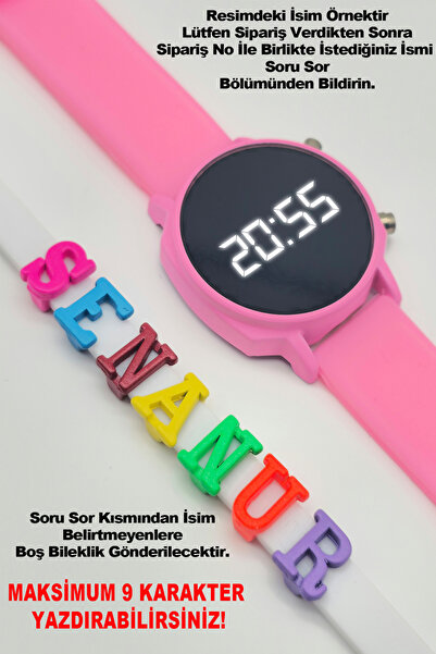 tutkanstore Çocuk Saati Dijital Kız Çocuk Uyumlu Çocuk Kol Saati Beyaz Isme Ö...