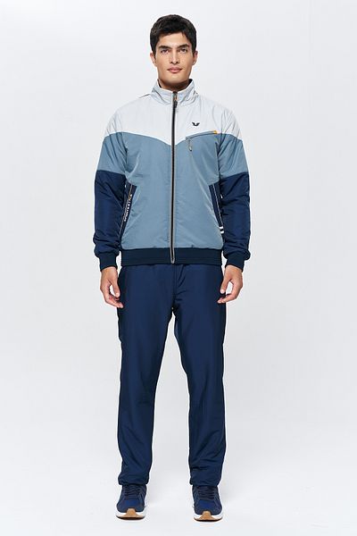 bilcee Men's Navy Blue Fleece Winter Bottom Top Tracksuit Set 9892