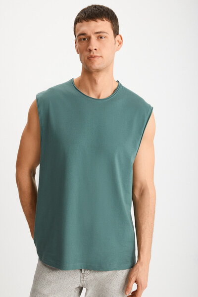 GRIMELANGE Мъжка петрол зелена тениска DANTE