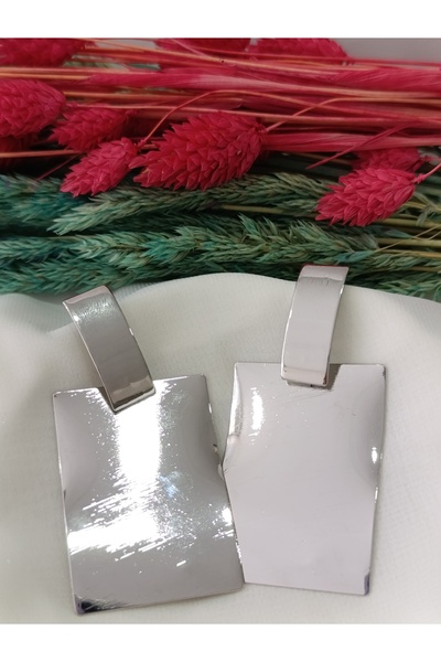 İPAR AKSESUAR Big Rectangular Metal Silver Earring
