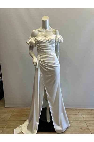 Regard ROCHIE DE SEARĂ CU MÂNĂLE BALON DIN SATIN BRODAT