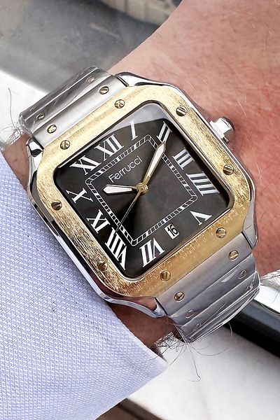 Ferrucci Men's Wristwatch 3 Atm Waterproof Silver Color Steel Cord + Bracelet Gift FRE2045C1