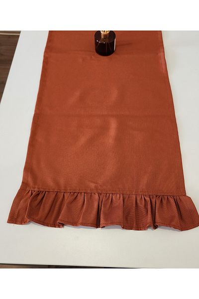 ALTINPAMUK Venus Linen Vintage Runner - Volane pe 2 margini, culoare cărămidă, acoperire 40x110
