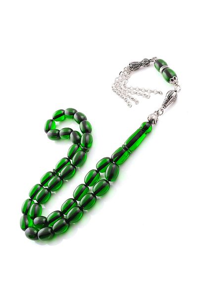 TESBİHCİBABA Yemen Green Crimped Amber Prayer Beads