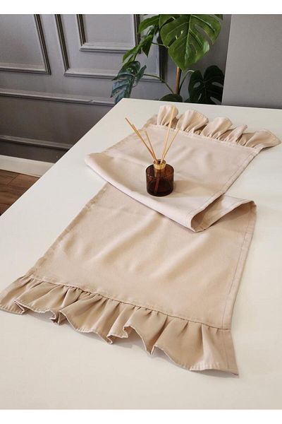 ALTINPAMUK Κάλυμμα Runner Runner Linen Venus με βολάν 2 άκρων Μπεζ 40x110