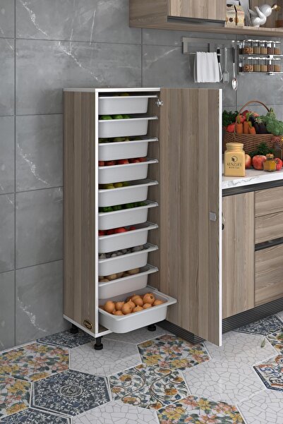 Kenzlife Sepetli Kilitli Mutfak Dolabı Ruberukilit Crd 134X45X30 Banyo Çamaşır Beyaz 10 Lu Sepet