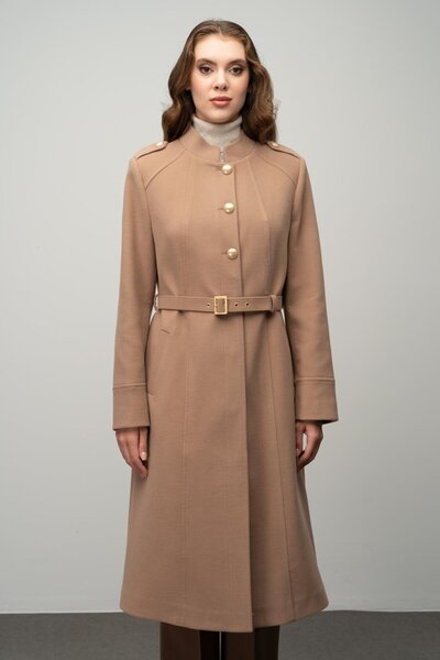 Olcay Παλτό Evaze - Λεπτομέρεια γιακά και Επωμίδα, KAMEL 3048