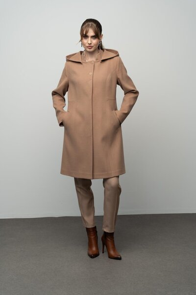 Olcay KAMEL 3041 - Detachable Hooded and Cup Detailed Coat