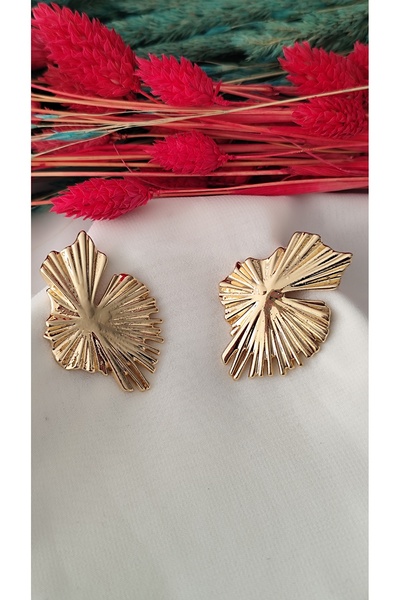 İPAR AKSESUAR Embroidered Metal Gold Earrings
