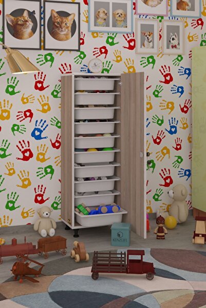 Kenzlife Sepetli Kilitli Mutfak Dolabı Ruberukilit Crd 134X45X30 Banyo Çamaşır Beyaz 10 Lu Sepet