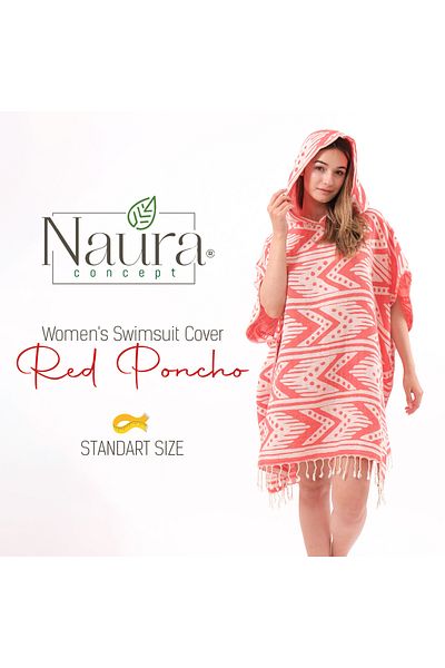 NAURA Concept Maia Unisex Καπέλο Peshtemal Μπουρνούζι από 100% βαμβάκι Poncho Long Beach Φόρεμα