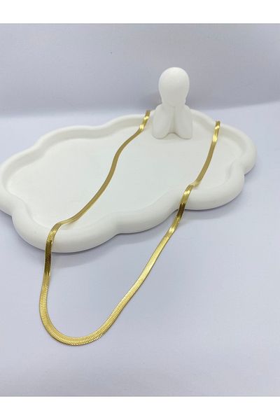 Lucky BE Collection Italian Chain Long Steel Necklace Gold