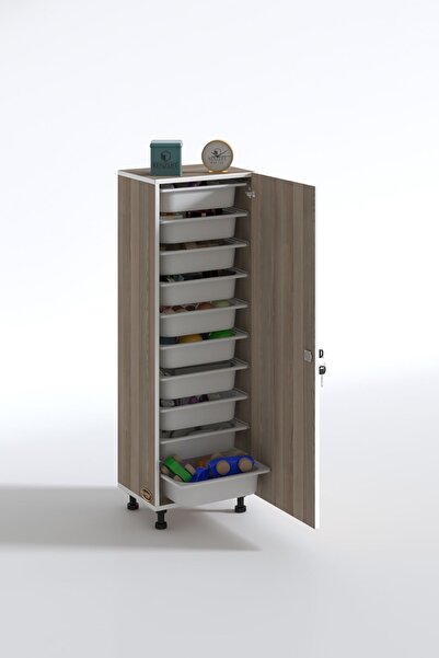 Kenzlife Sepetli Kilitli Mutfak Dolabı Ruberukilit Crd 134X45X30 Banyo Çamaşır Beyaz 10 Lu Sepet