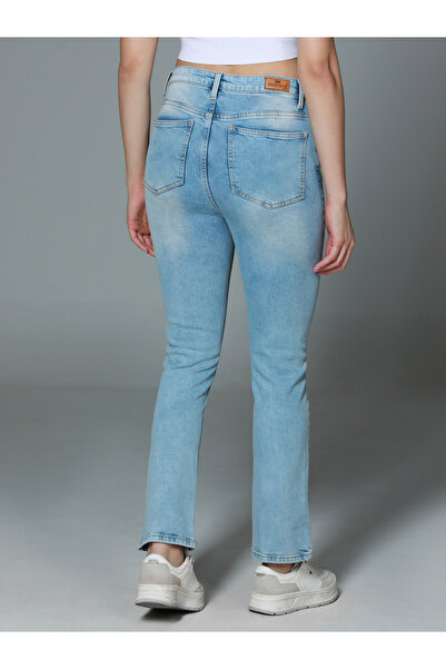 High Star By Styli Yüksek Bel Slim Fit Temiz Görünüm Açık Solgun Kot Pantolon