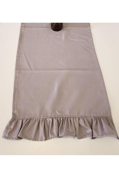 ALTINPAMUK Venus Linen 2-Edge Ruffle Vintage Runner Cover Gray 40X110
