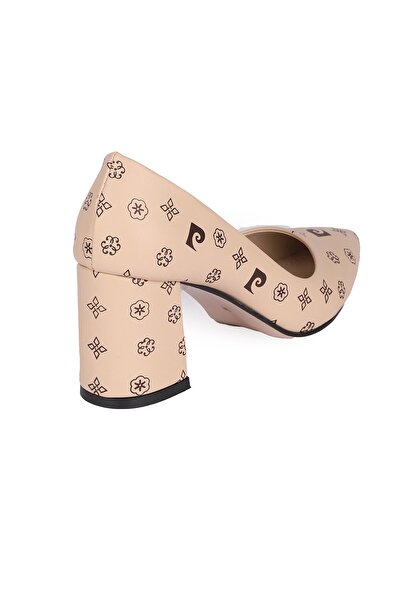 Pierre Cardin Bej Kahve Baskılı Kadın Topuklu Ayakkabı PC-50176