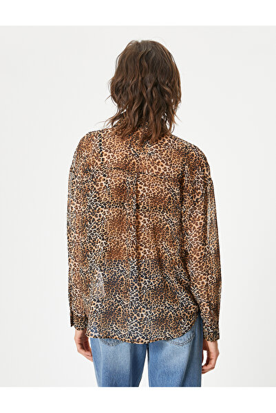 Koton Koszula w panterkę z długim rękawem, zapinana na guziki