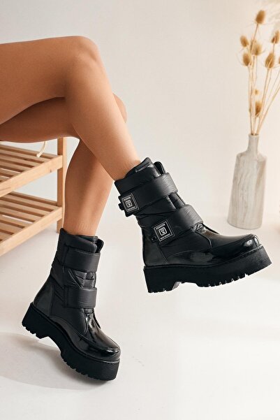 TREENDY Mother Girl Combination Black Thermal Wool Snow Boots