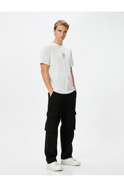 Koton Tričko s potlačou sloganu Crew Neck Slim Fit Krátky rukáv