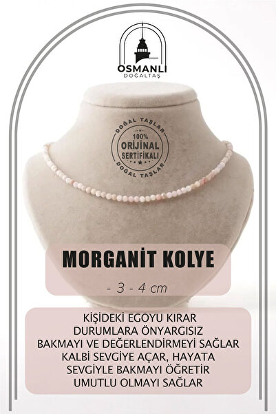 OSMANLI DOĞAL TAŞ 3-4mm Morganite Natural Stone String Necklace