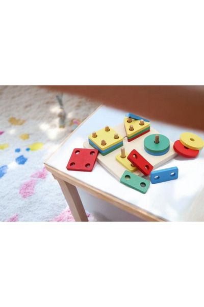 Store 4 lü  Ahşap Geometrik Şekilli Bultak