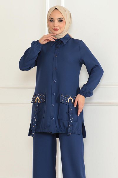 Modamihram Indigo Set - Pocket Detail, Model 19229