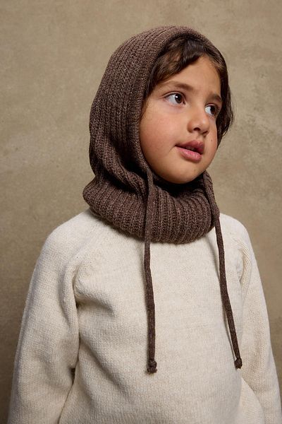 Fahhar Kids Кафява детска снежна шапка с корда