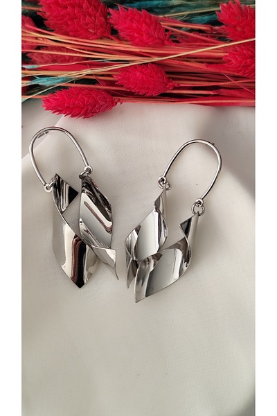 İPAR AKSESUAR Metal Silver Earring with Wind Rose