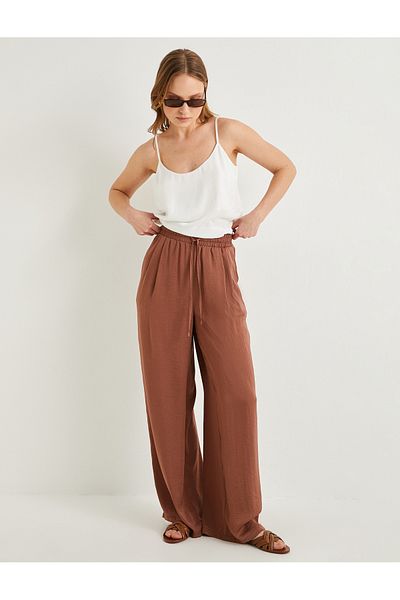 Koton Palazzo Hose mit Schnürung und hoher Taille