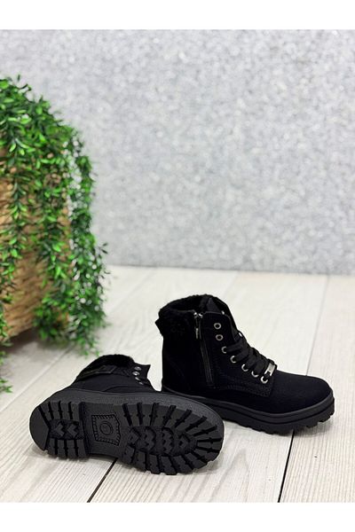 ayakkabiyolla Παιδικές μπότες 2160 Wickers Black Nubuck με φερμουάρ στο πλάι