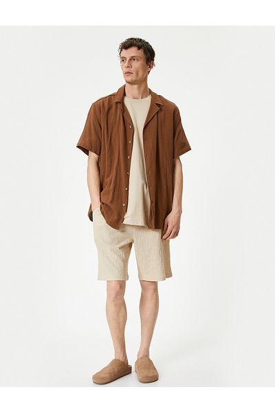 Koton Sommer Shorts Schnürung Taille Tasche Detailliert Strukturiert
