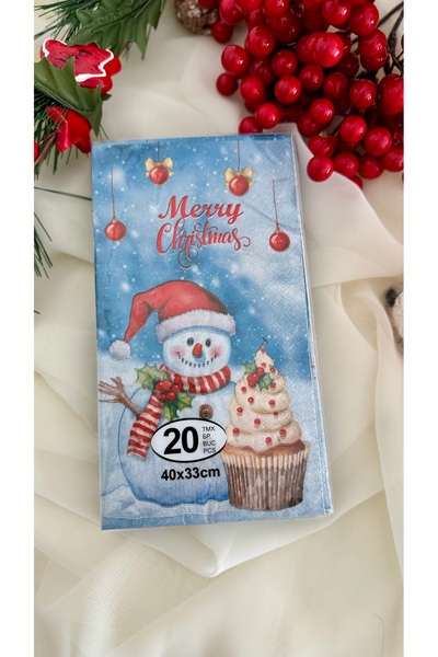 takı tutkum Christmas Cute Snowman Patterned Napkin Set of 20