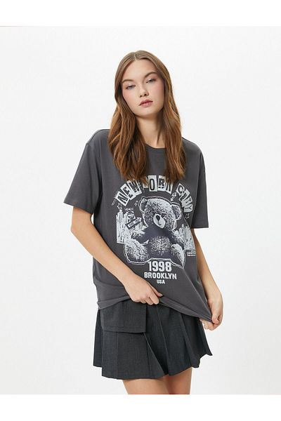 Koton College T-Shirt Short Sleeve Crew Neck Cotton