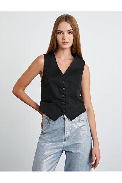 Koton Yelek V Yaka Düğmeli Cepli