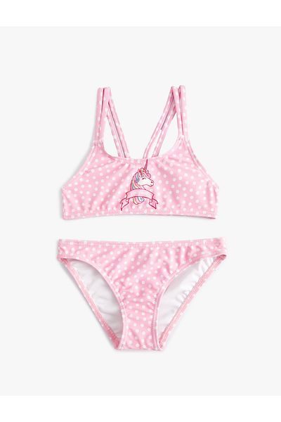 Koton Bikini-Set mit dünnen Trägern und Einhorn-Print