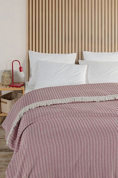 Evim Cotton Bige Claret Red Multi-Purpose Bedspread Double - 200X220 cm