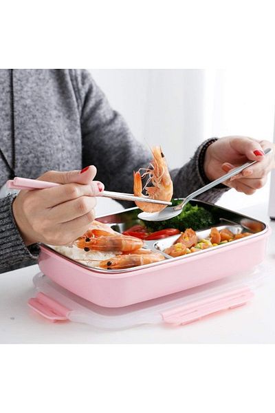 KuantumHome Student Lunch Box - Compartments, Korean Simple Way Meal and Package