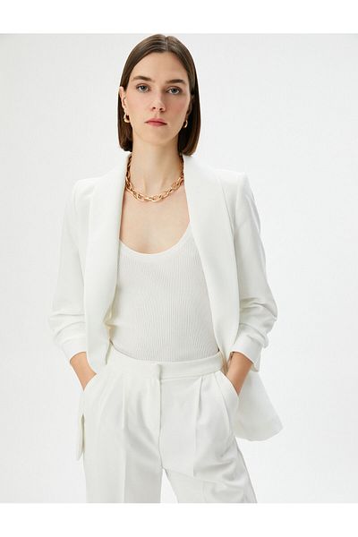 Koton Blazer-Jacke, Schalkragen, Tasche, normale Passform