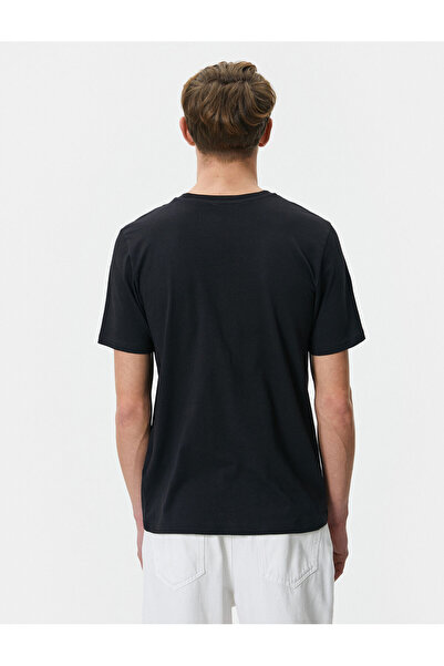 Koton Βαμβακερό μπλουζάκι με στάμπα με λαιμόκοψη