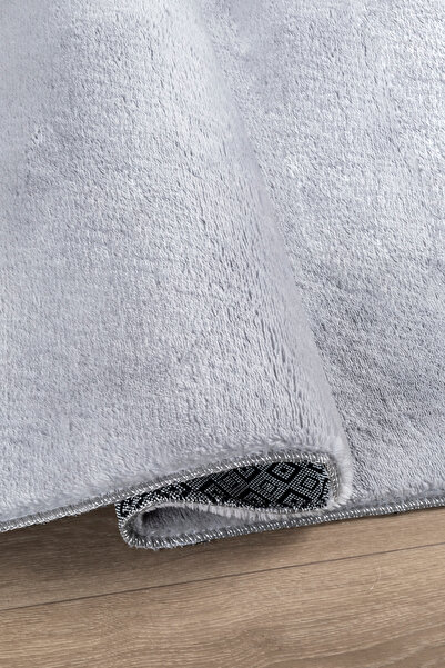 Guaj Home Puffy Peluş Post, Overlok Kaymaz Taban Halı 8 Renk GJ Gri