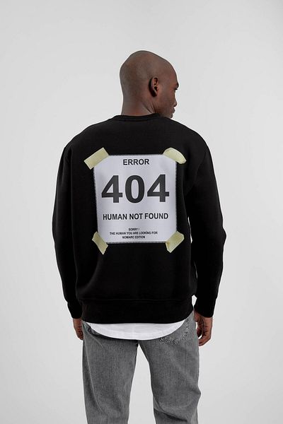 NOMARC Черен суитшърт с кръгло деколте и щампа 404