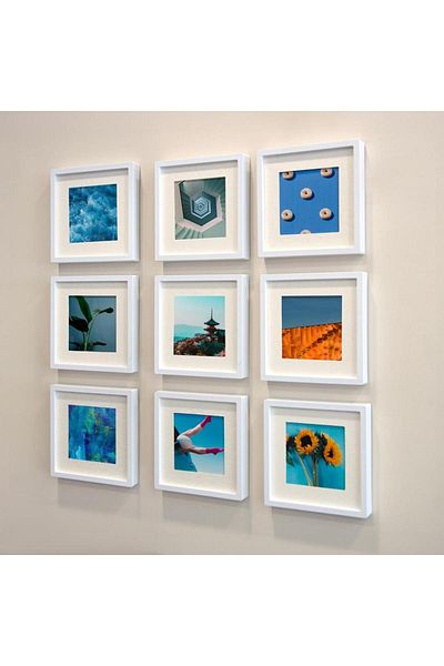 Nobbystar 14x14cm POLA Square Photo Frame with White Mat - Pack of 9