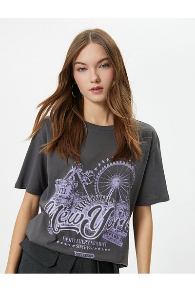 Koton Μπλουζάκι New York, κοντό μανίκι, βαμβακερό λαιμόκοψη