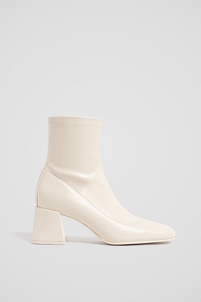 Stradivarius Block heel faux-patent-finish ankle boots