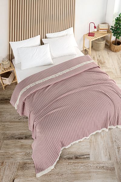Evim Cotton Bige Claret Red Multi-Purpose Bedspread Double - 200X220 cm