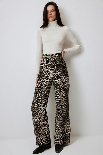 Touché Privé 100% Cotton Leopard Print Cargo Pants