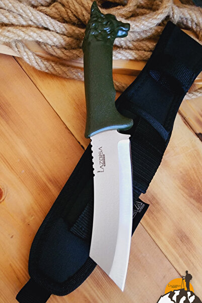 LAZBİSA İşlemeli Tpe Sap Outdoor Kamp Bıçağı Çakısı Kılıflı Piknik Bıçak Çakı Mutfak Şef Bıçağı ( Kmi-547 )